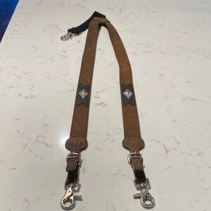 Nocona Brown Leather suspenders with Silver Hardware
